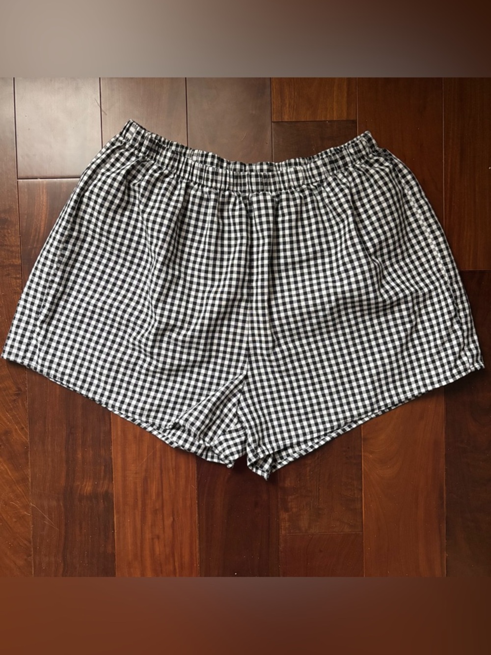 Black and White Gingham Boxer Style Shorts
